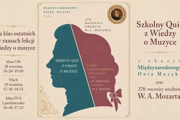 Szkolny Quiz z Wiedzy o Muzyce – klasy ostatnie rywalizują z okazji Dnia Muzyki i rocznicy Mozarta