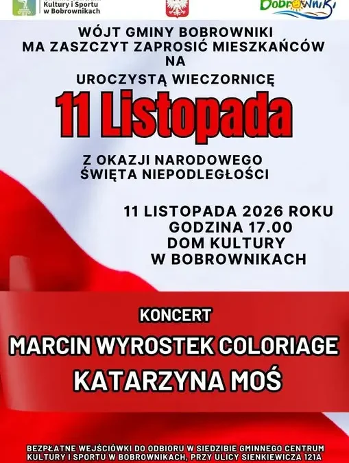 Wieczornica niepodległościowa w Bobrownikach z Marcinem Wyrostkiem