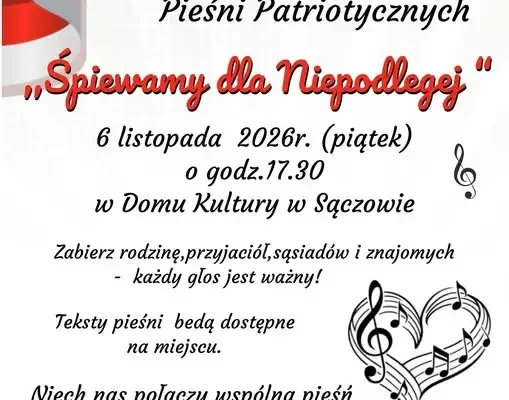 Wspólne śpiewanie pieśni patriotycznych w Sączowie – 6 listopada