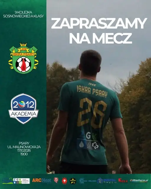 Iskra Psary zmierzy się z Akademią 2012 Jaworzno w 9. kolejce A Klasy