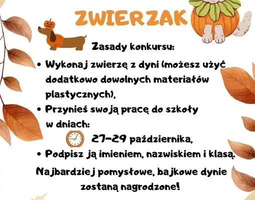 Szkoła w Siewierzu zaprasza uczniów do konkursu „Dyniowy Zwierzak”