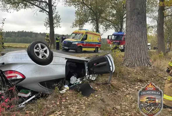 Dachowanie na trasie Bełcz Górny – Cieszkowice. Dwie osoby w szpitalu?