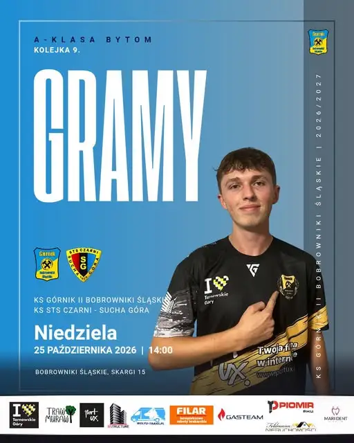 Górnik II Bobrowniki Śląskie zagra z Czarnymi Sucha Góra w 9. kolejce A-klasy