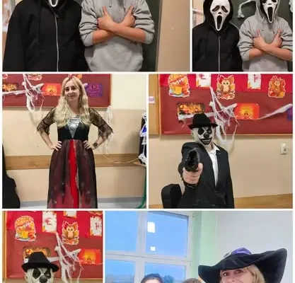 Halloweenowa integracja klasy 7a w SP1 Wojkowice