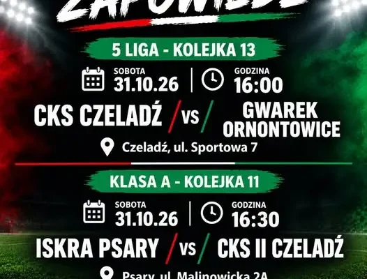 CKS Czeladź zagra z GKS Gwarek Ornontowice w 13. kolejce 5 ligi